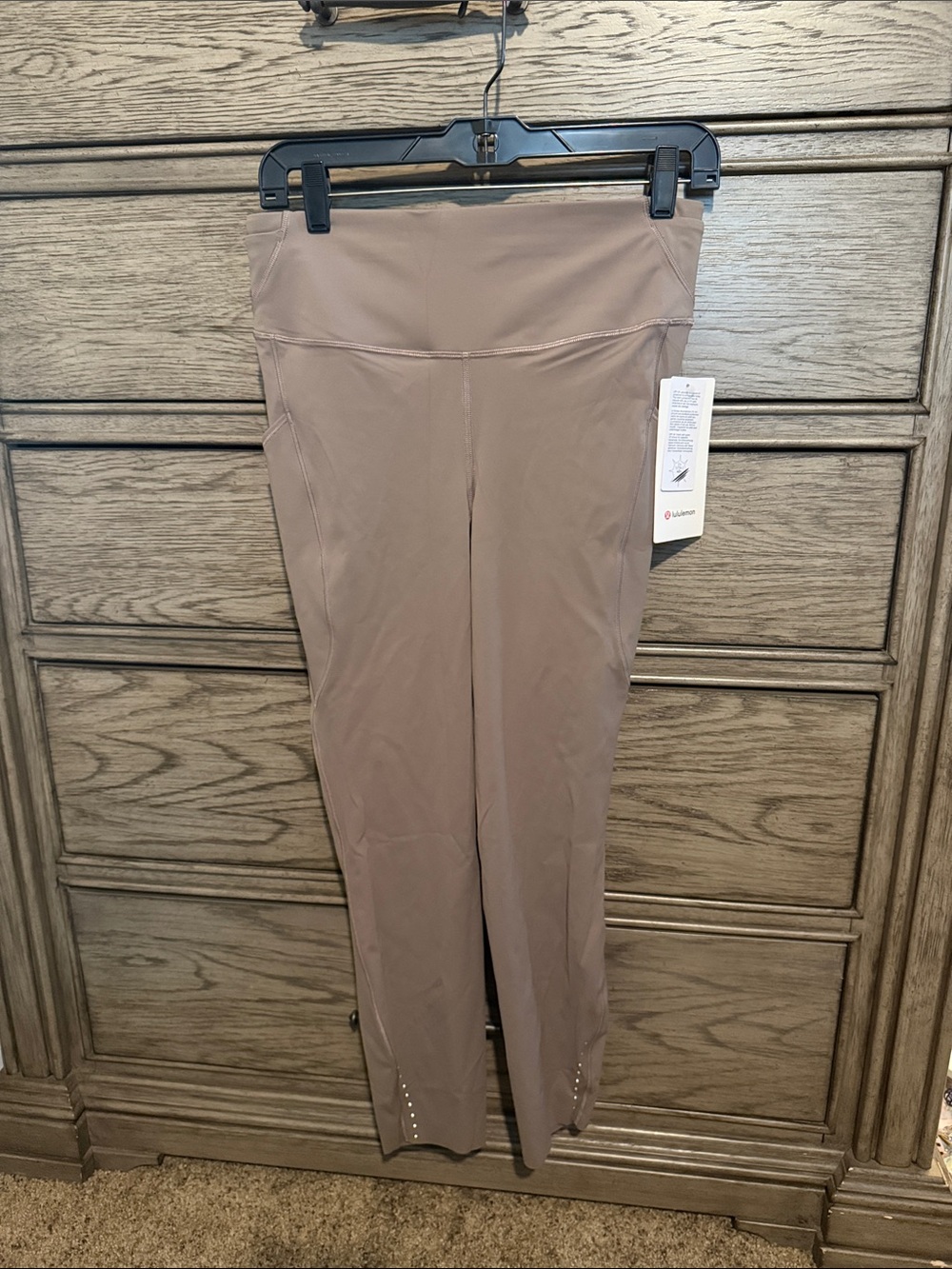 lululemon athletica Taupe High-Rise Leggings with Ankle Stud Detail